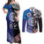 Samoa and Aotearoa Together Couples Matching Off Shoulder Maxi Dress and Long Sleeve Button Shirt Tatau Art Tattoos-Taniko and Maori with Fern
