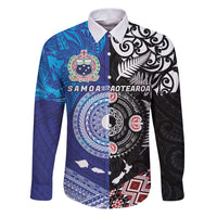 Samoa and Aotearoa Together Family Matching Puletasi and Hawaiian Shirt Tatau Art Tattoos-Taniko and Maori with Fern