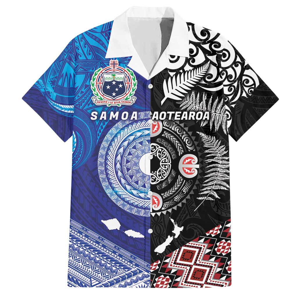 Samoa and Aotearoa Together Hawaiian Shirt Tatau Art Tattoos-Taniko and Maori with Fern
