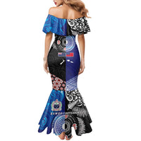Samoa and Aotearoa Together Mermaid Dress Tatau Art Tattoos-Taniko and Maori with Fern LT03 - Polynesian Pride