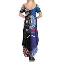 Samoa and Aotearoa Together Summer Maxi Dress Tatau Art Tattoos-Taniko and Maori with Fern