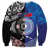 Samoa and Aotearoa Together Sweatshirt Tatau Art Tattoos-Taniko and Maori with Fern