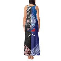 Samoa and Aotearoa Together Tank Maxi Dress Tatau Art Tattoos-Taniko and Maori with Fern