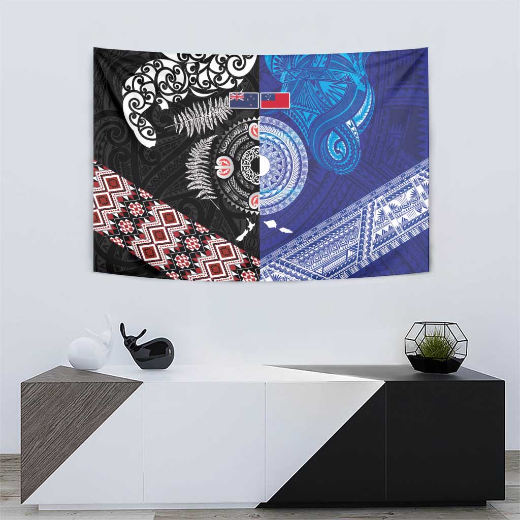 Samoa and Aotearoa Together Tapestry Tatau Art Tattoos-Taniko and Maori with Fern