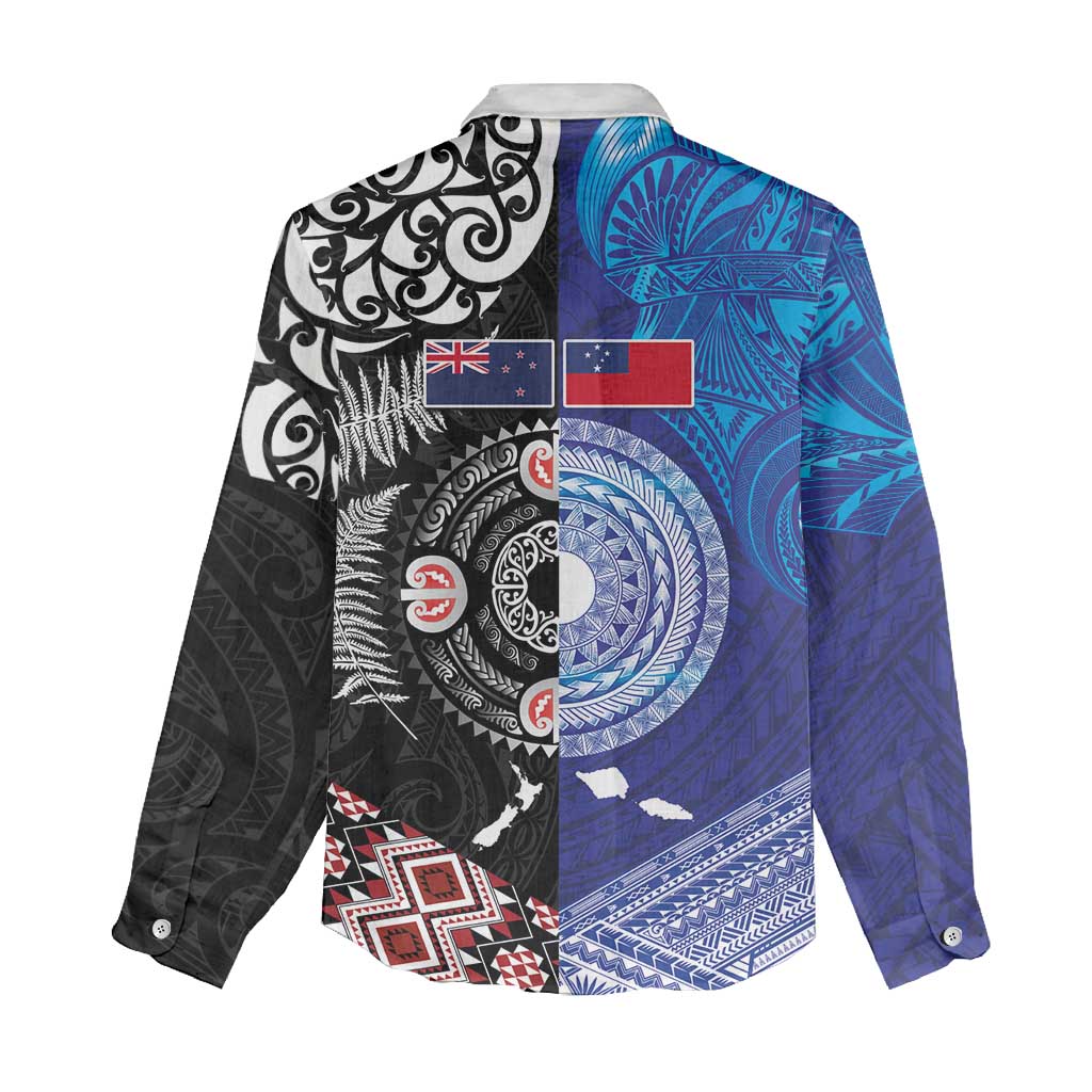 Samoa and Aotearoa Together Women Casual Shirt Tatau Art Tattoos-Taniko and Maori with Fern