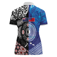 Samoa and Aotearoa Together Women Polo Shirt Tatau Art Tattoos-Taniko and Maori with Fern LT03 - Polynesian Pride
