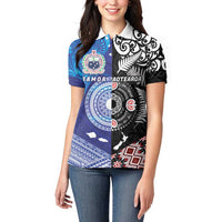 Samoa and Aotearoa Together Women Polo Shirt Tatau Art Tattoos-Taniko and Maori with Fern LT03 - Polynesian Pride