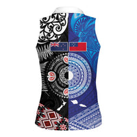 Samoa and Aotearoa Together Women Sleeveless Polo Shirt Tatau Art Tattoos-Taniko and Maori with Fern LT03 - Polynesian Pride