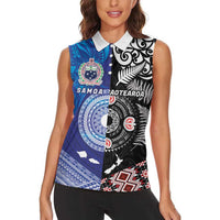 Samoa and Aotearoa Together Women Sleeveless Polo Shirt Tatau Art Tattoos-Taniko and Maori with Fern LT03 - Polynesian Pride