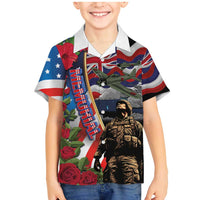 Hawaii and United States Memorial Day Family Matching Mermaid Dress and Hawaiian Shirt Honor and Remember The Fallen LT03 Son's Shirt Blue - Polynesian Pride