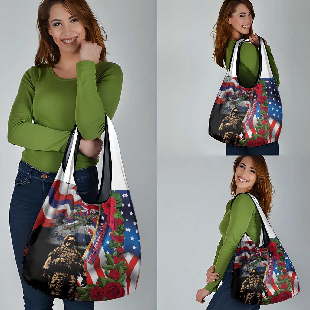 Hawaii and United States Memorial Day Grocery Bag Honor and Remember The Fallen