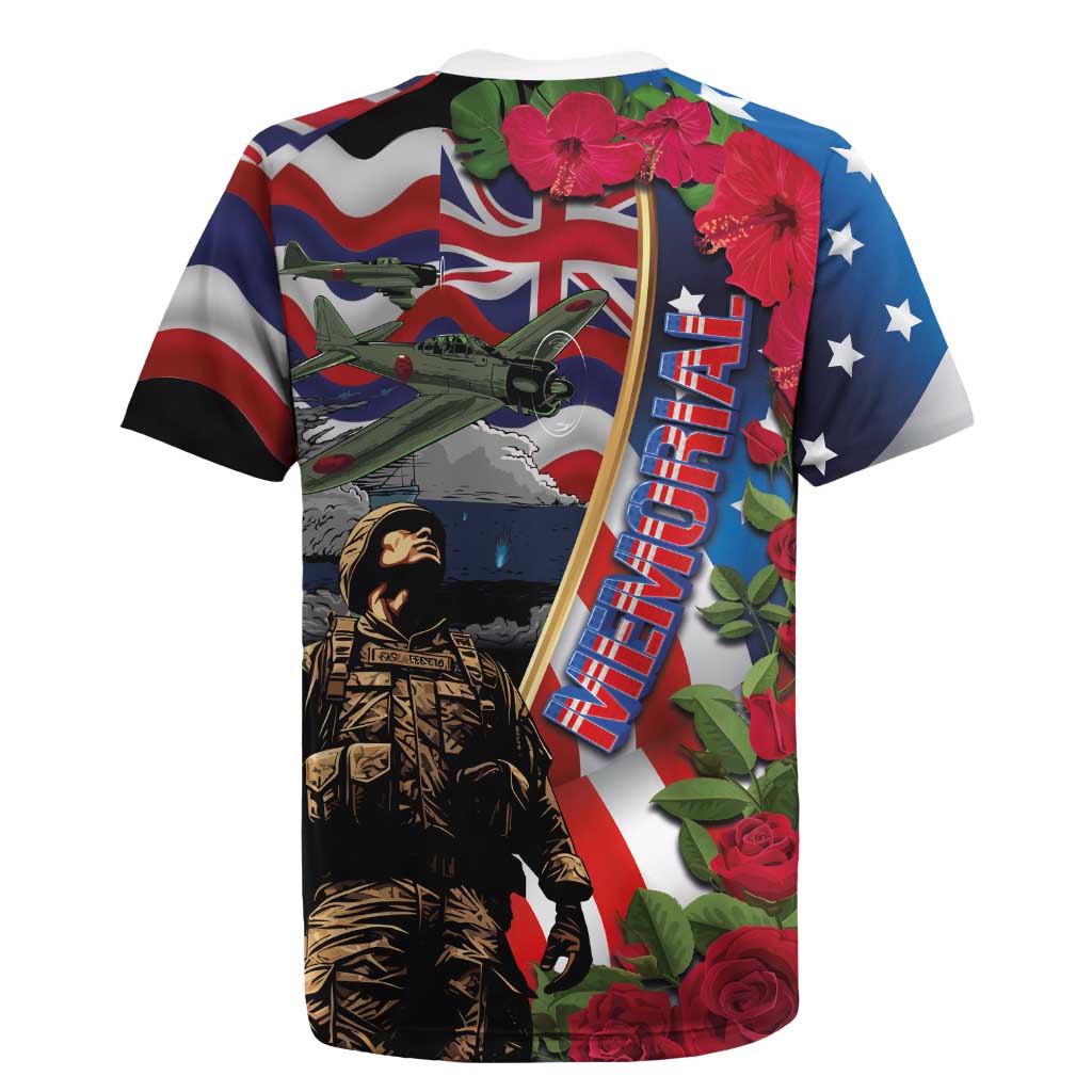 Hawaii and United States Memorial Day Rugby Jersey Honor and Remember The Fallen