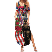 Hawaii and United States Memorial Day Summer Maxi Dress Honor and Remember The Fallen
