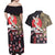 Japanese Culture and Hawaiian Tribal Couples Matching Off Shoulder Maxi Dress and Hawaiian Shirt Sakura Blossom Tapa Pattern