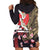 Japanese Culture and Hawaiian Tribal Hoodie Dress Sakura Blossom Tapa Pattern