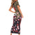Japanese Culture and Hawaiian Tribal Short Sleeve Bodycon Dress Sakura Blossom Tapa Pattern