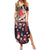 Japanese Culture and Hawaiian Tribal Summer Maxi Dress Sakura Blossom Tapa Pattern