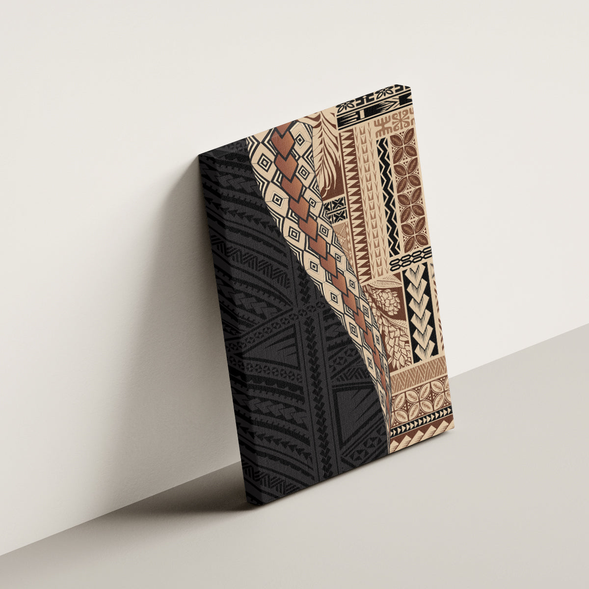 Samoa Siapo Motif Half Style Canvas Wall Art Brown Version