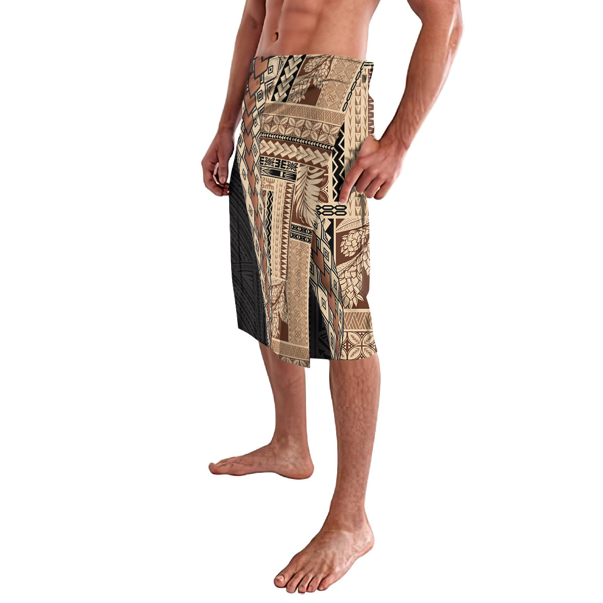 Samoa Siapo Motif Half Style Lavalava Brown Version