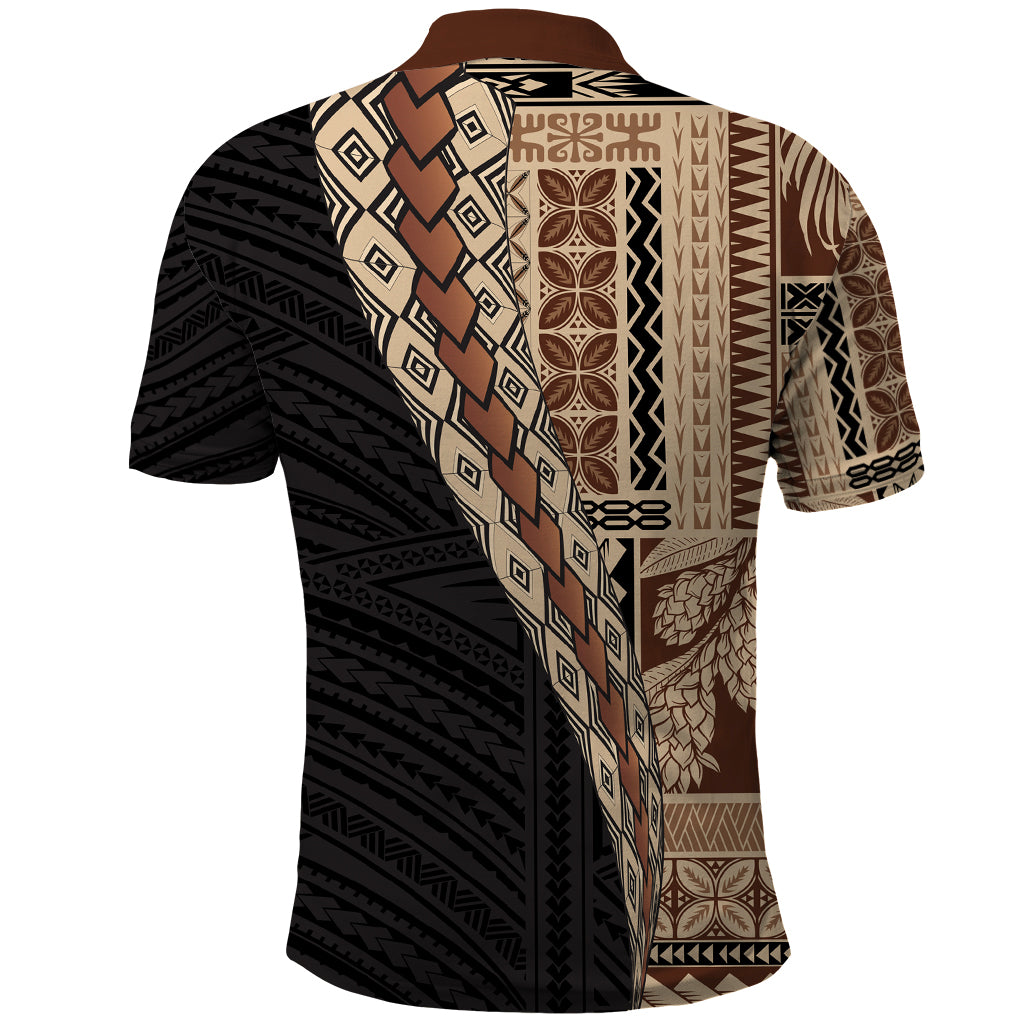 Samoa Siapo Motif Half Style Polo Shirt Brown Version LT03 - Polynesian Pride