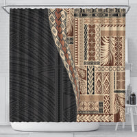 Samoa Siapo Motif Half Style Shower Curtain Brown Version