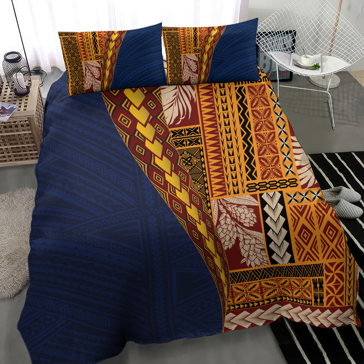 Samoa Siapo Motif Half Style Bedding Set Colorful Version