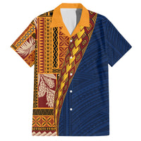 Samoa Siapo Motif Half Style Family Matching Summer Maxi Dress and Hawaiian Shirt Colorful Version