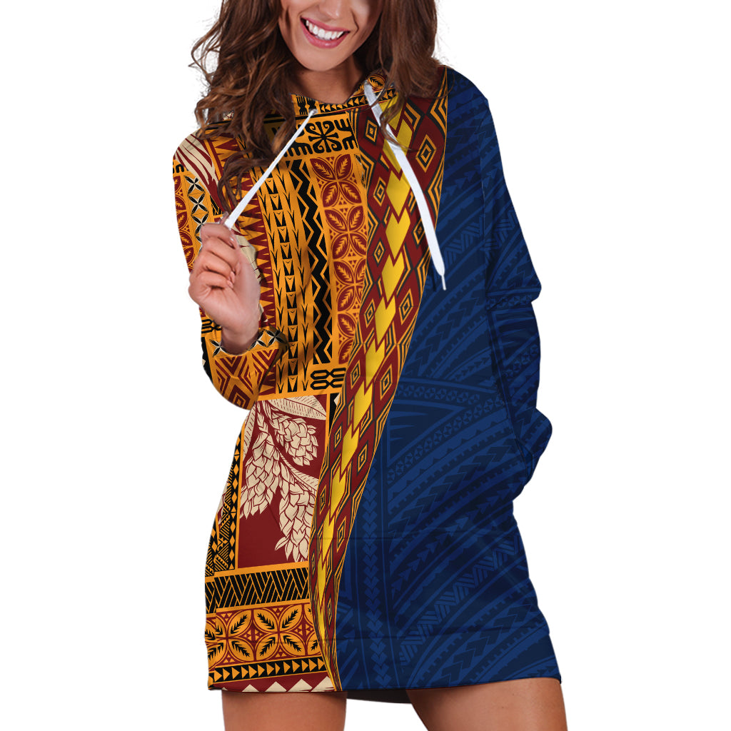 Samoa Siapo Motif Half Style Hoodie Dress Colorful Version