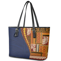 Samoa Siapo Motif Half Style Leather Tote Bag Colorful Version