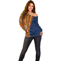 Samoa Siapo Motif Half Style Off Shoulder Sweater Colorful Version