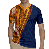 Samoa Siapo Motif Half Style Rugby Jersey Colorful Version