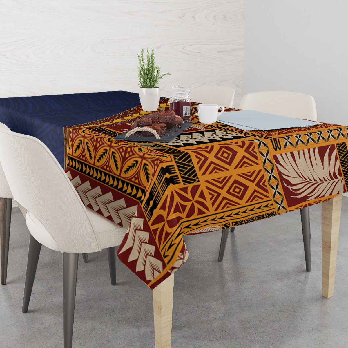 Samoa Siapo Motif Half Style Tablecloth Colorful Version