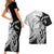 Guam Fish Hook and Palm Tree Couples Matching Short Sleeve Bodycon Dress and Hawaiian Shirt Polynesian Pattern Half Style