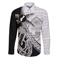 Guam Fish Hook and Palm Tree Family Matching Long Sleeve Bodycon Dress and Hawaiian Shirt Polynesian Pattern Half Style