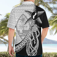 Guam Fish Hook and Palm Tree Hawaiian Shirt Polynesian Pattern Half Style