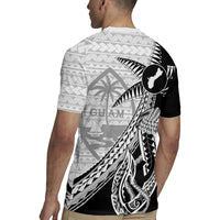 Guam Fish Hook and Palm Tree Rugby Jersey Polynesian Pattern Half Style