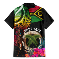 Personalised Vanuatu 44th Anniversary Family Matching Mermaid Dress and Hawaiian Shirt Boars Tusk and Melanesian Warrior Indipendens Dei