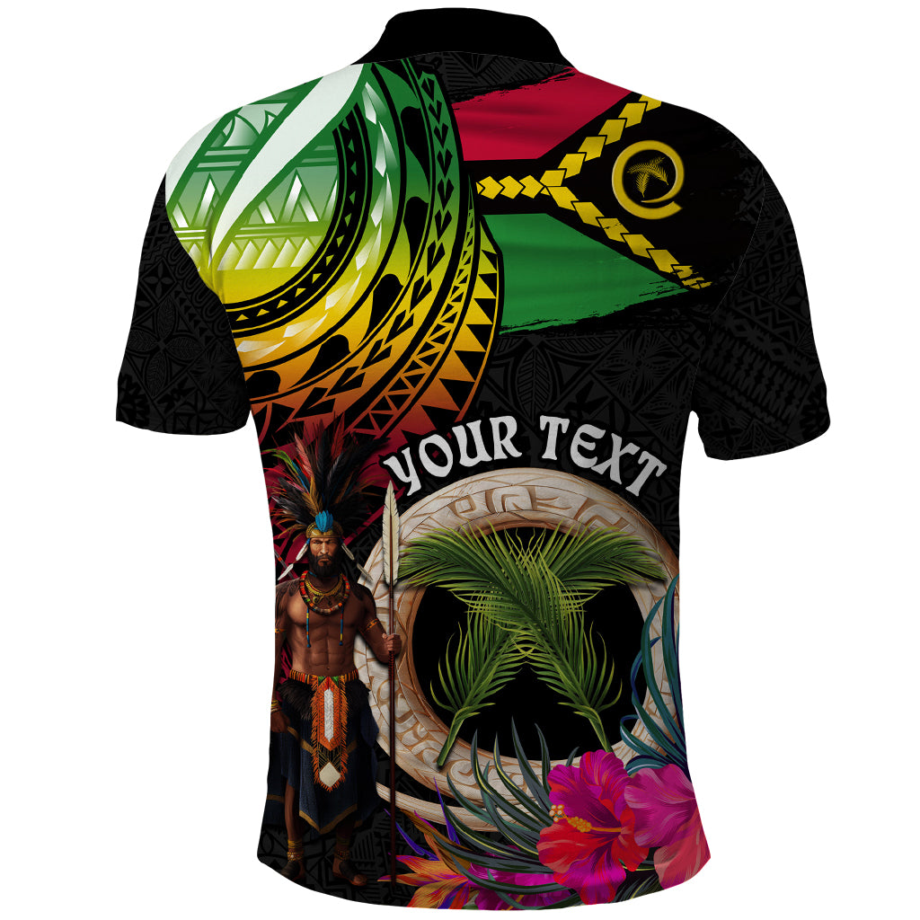 Personalised Vanuatu 44th Anniversary Polo Shirt Boars Tusk and Melanesian Warrior Indipendens Dei LT03 - Polynesian Pride