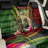 Vanuatu Independence Day Back Car Seat Cover Boars Tusk and Melanesian Warrior Indipendens Dei
