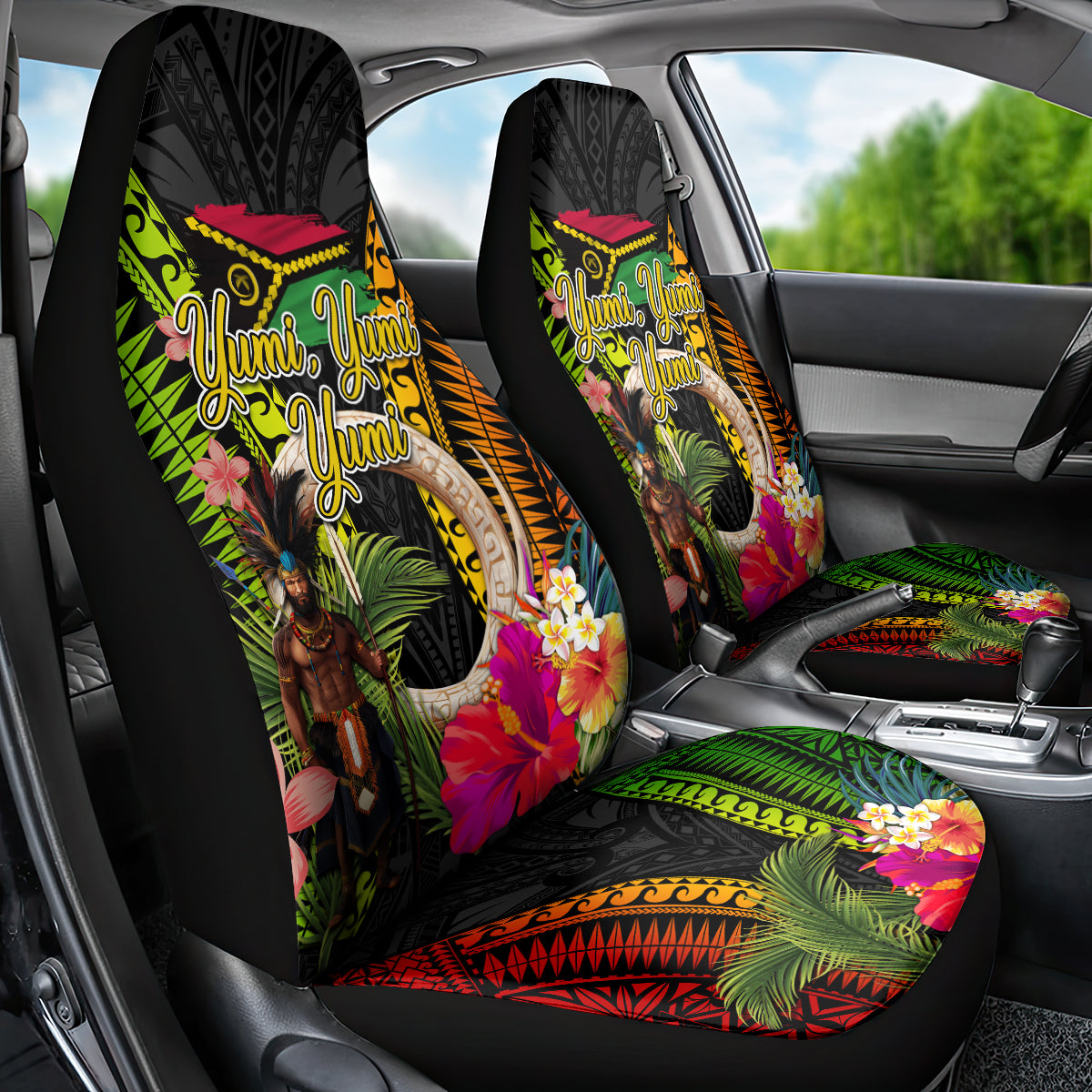 Vanuatu Independence Day Car Seat Cover Boars Tusk and Melanesian Warrior Indipendens Dei
