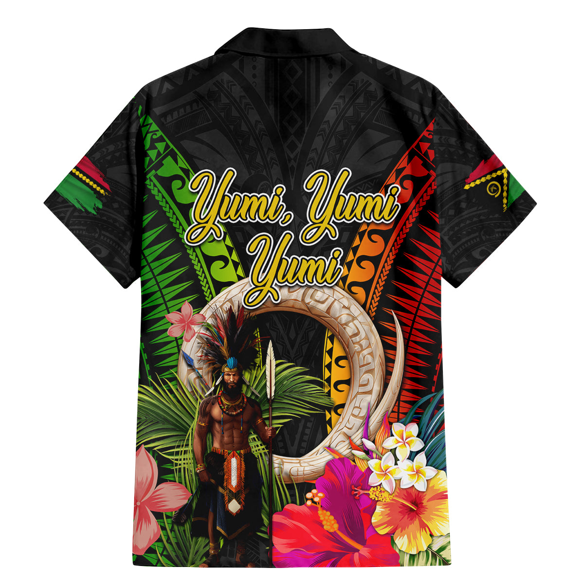 Vanuatu Independence Day Family Matching Mermaid Dress and Hawaiian Shirt Boars Tusk and Melanesian Warrior Indipendens Dei