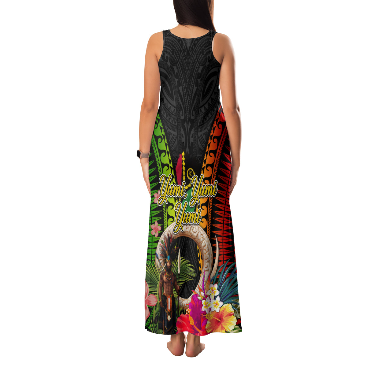 Vanuatu Independence Day Family Matching Tank Maxi Dress and Hawaiian Shirt Boars Tusk and Melanesian Warrior Indipendens Dei