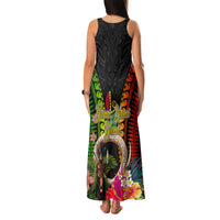 Vanuatu Independence Day Family Matching Tank Maxi Dress and Hawaiian Shirt Boars Tusk and Melanesian Warrior Indipendens Dei