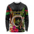 Vanuatu Independence Day Long Sleeve Shirt Boars Tusk and Melanesian Warrior Indipendens Dei