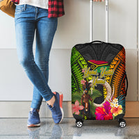 Vanuatu Independence Day Luggage Cover Boars Tusk and Melanesian Warrior Indipendens Dei