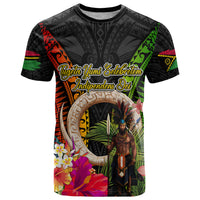 Vanuatu Independence Day T Shirt Boars Tusk and Melanesian Warrior Indipendens Dei