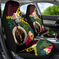 Vanuatu Indipendens Dei Car Seat Cover Boars Tusk and Melanesian Warrior Hibiscus