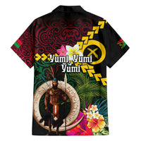 Vanuatu Indipendens Dei Family Matching Long Sleeve Bodycon Dress and Hawaiian Shirt Boars Tusk and Melanesian Warrior Hibiscus
