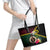 Vanuatu Indipendens Dei Leather Tote Bag Boars Tusk and Melanesian Warrior Hibiscus