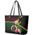 Vanuatu Indipendens Dei Leather Tote Bag Boars Tusk and Melanesian Warrior Hibiscus